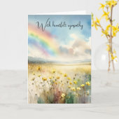 Beileid Aquarellbogen in einer Wildblume Wiese Karte (Gelbe Blume)