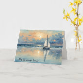 Beileid Aquarellboot auf dem Wasser des Ozeans Karte (Gelbe Blume)