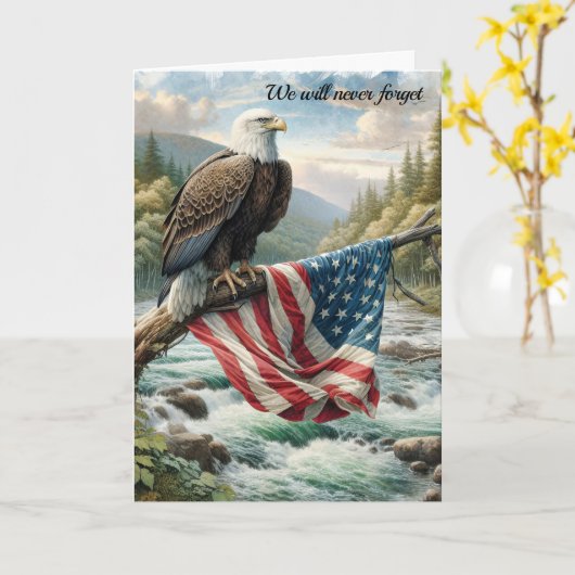 Beileid Bald Adler mit amerikanischer Flagge Karte (Gelbe Blume)