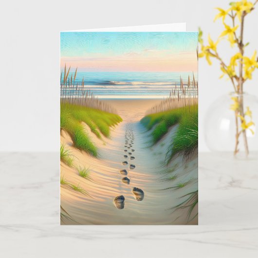 Beileid Beach Footprints Karte (Gelbe Blume)