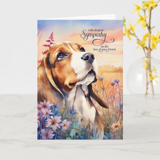 Beileid Beagle Hunde Wildblume Wiese Karte (Gelbe Blume)