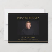 Beileid Beerdigung Black Gold Foto Dankeschön Kart (Vorderseite)