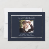 Beileid Beerdigung Blau Silber Foto Dankeschön Kar (Vorderseite)