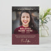 Beileid Beerdigung Burgund Vielen Dank, dass Sie F Einladung (Stehend Vorderseite)