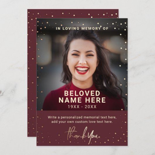 Beileid Beerdigung Burgund Vielen Dank, dass Sie F Einladung (Vorne/Hinten)