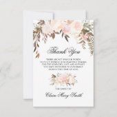 Beileid Beerdigung DANK IHNEN Aquarell Blumenrosa Dankeskarte (Vorderseite)