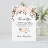 Beileid Beerdigung DANK IHNEN Aquarell Blumenrosa Dankeskarte (Stehend Vorderseite)