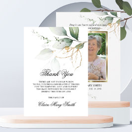 Beileid Beerdigung DANK IHNEN Botanisches Grünes F Dankeskarte