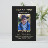 Beileid Beerdigung DANK IHNEN Foto Black Note Dankeskarte (Stehend Vorderseite)