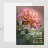 Beileid Beerdigung DANK IHNEN Pink Rose Dankeskarte (Vorne/Hinten)