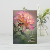 Beileid Beerdigung DANK IHNEN Pink Rose Dankeskarte (Stehend Vorderseite)