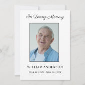 Beileid Beerdigung danke Ihnen Foto-Karte Einladung (Rückseite)