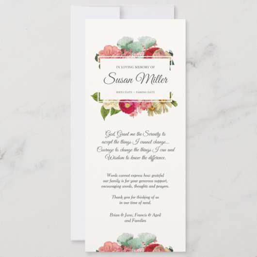 Beileid Beerdigung Dankeschön Karten Blumenkohl Fo (Vorderseite)