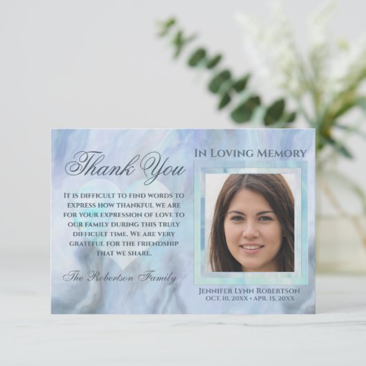 Beileid Beerdigung Foto DANK IHNEN mit Herz (Stehend Vorderseite)