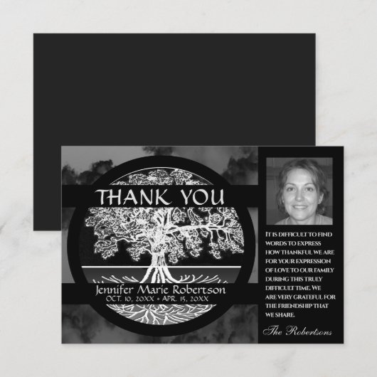 Beileid Beerdigung Foto DANKE IHNEN Baum des Leben (Vorne/Hinten)
