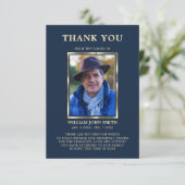 Beileid Beerdigung Gedächtnis DANKEN SIE Foto NAVY Dankeskarte (Stehend Vorderseite)