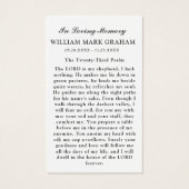 Beileid Beerdigung Gedenkstätte Foto Gebet Karten (Rückseite)