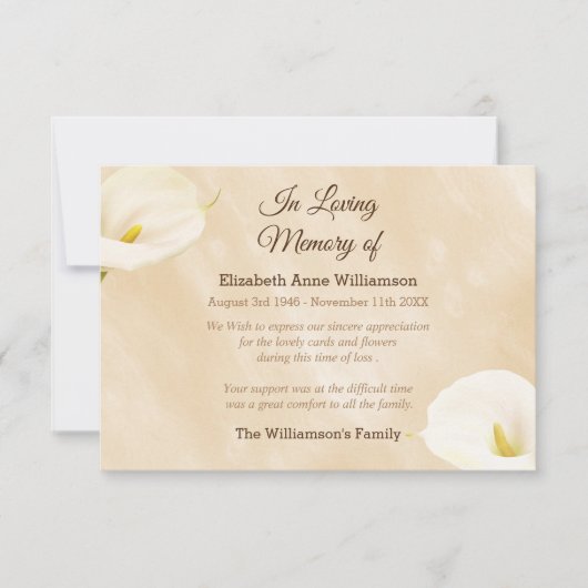 Beileid Beerdigung Lily Blume Danke (Vorderseite)