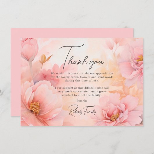 Beileid Beerdigung Pink Peongs Vintag Danke (Vorne/Hinten)