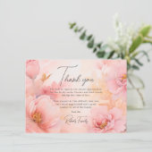 Beileid Beerdigung Pink Peongs Vintag Danke (Stehend Vorderseite)