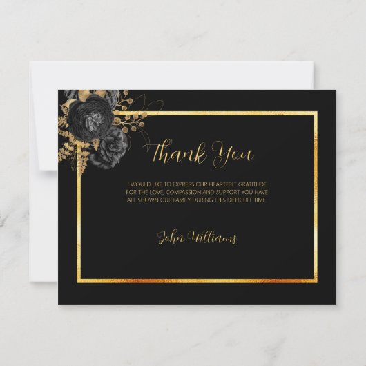 Beileid Beerdigung schwarzen Blumenkohl Foto Danke (Rückseite)