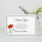 Beileid Beerdigung Vielen Dank Note Card | Mohn Dankeskarte (Stehend Vorderseite)