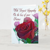 Beileid bei Partnerverlust mit rote Rose Karte (Gelbe Blume)