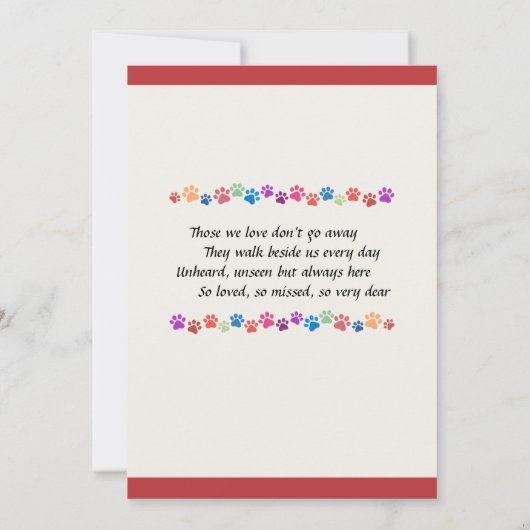 Beileid Beileid Hunde Katze Sorry Flat Card (Rückseite)