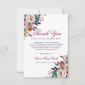 Beileid Bereavement Burgund Blumenbeerdigung Dankeskarte (Vorderseite)