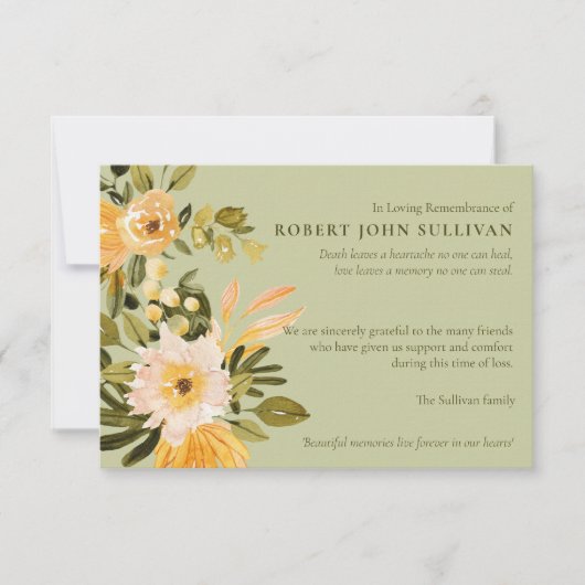 Beileid Bereavement Foto Beerdigung Danke Karte (Vorderseite)