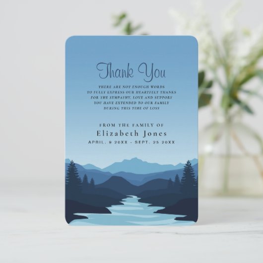 Beileid Berge in der Abenddämmerung Danke Karte (Stehend Vorderseite)