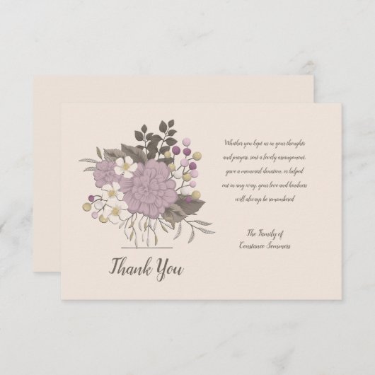 Beileid-Bestätigung Dankeskarte (Vorne/Hinten)