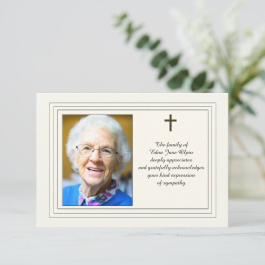 Beileid Bestätigung mit Foto Karte (Stehend Vorderseite)