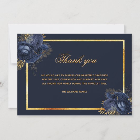 Beileid Blau Blütengold Danke Foto (Vorderseite)