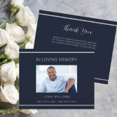 Beileid blau weiß Foto einfach Dankeschön Karte