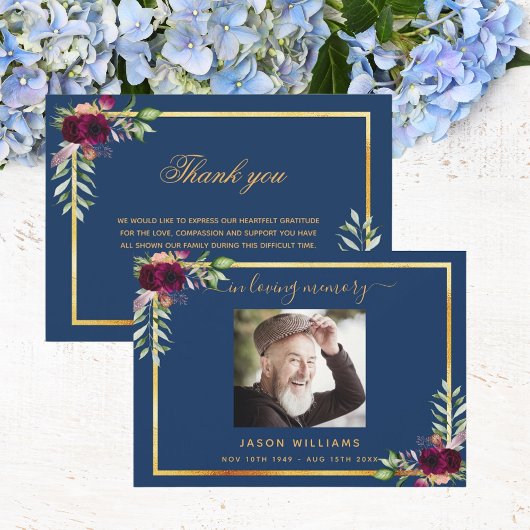 Beileid blauen Blumenburgund danke Ihnen Foto