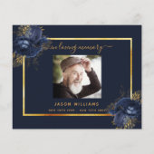 Beileid blauen Blütengold Danke Foto (Rückseite)