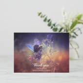 Beileid Blue Butterfly Blume vielen Dank | FOTO Dankeskarte (Stehend Vorderseite)