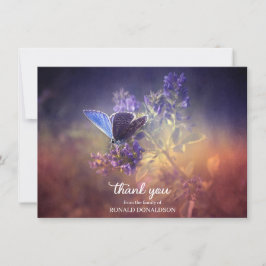 Beileid Blue Butterfly Blume vielen Dank | FOTO Dankeskarte