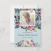 Beileid Blue Pink Floral Beerdigung Danke Karte (Vorderseite)