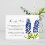 Beileid Bluebonnets Beerdigung Tod Vielen Dank Einladung (Stehend Vorderseite)