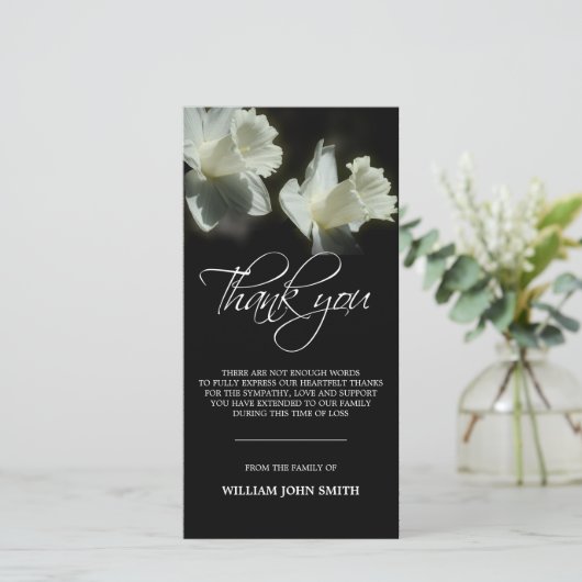 Beileid Blume Daffodils DANKE dir Schwarz | FOTO (Stehend Vorderseite)