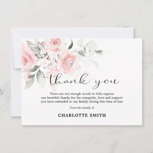 Beileid Blume Rosa Rosen DANK | FOTO Dankeskarte (Vorderseite)