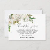 Beileid Blume White Roses DANK | FOTO Dankeskarte (Vorderseite)