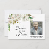 Beileid Blume White Roses DANK | FOTO Dankeskarte (Rückseite)