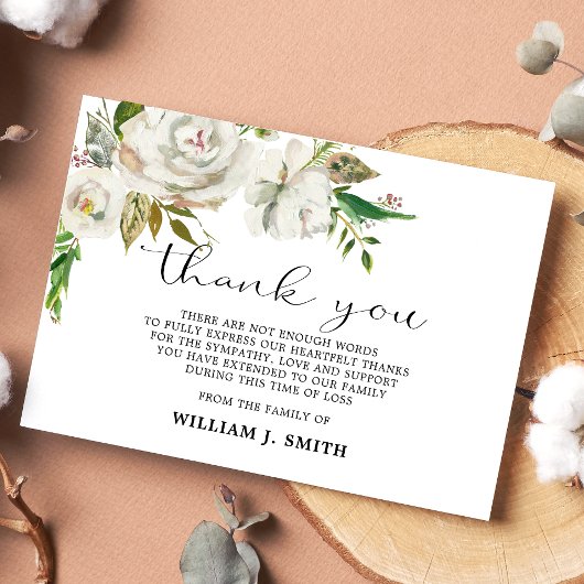 Beileid Blume White Roses DANK | FOTO Dankeskarte