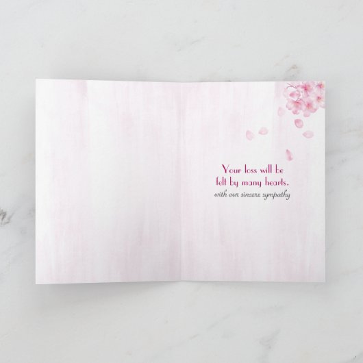 Beileid Blumendesign in Rosa Karte (Innenseite)