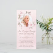 Beileid Blush Rose Foto Beerdigung Gebet (Stehend Vorderseite)