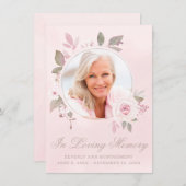 Beileid Blush Rose Foto Gedenkstätte Dankeskarte (Vorne/Hinten)