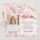 Beileid Bouquet von Soft Pink Roses Foto Beerdigun Dankeskarte (Vorne/Hinten)